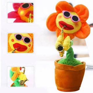 Image of KXOT [60 songs]Sunflower Singer With Saxophone Electric Bluetooth Learning Tongue Sun Enchanting Flower Singing Dancing Blowing Saxophone Simulation Sunflower Plush Toy