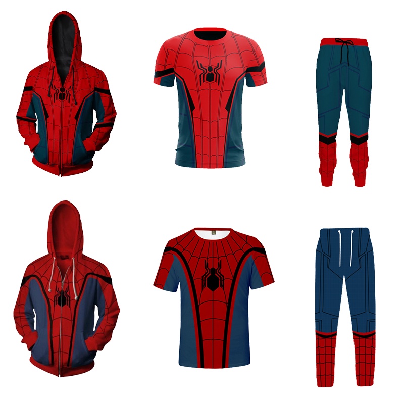 1PCS Spiderman Zip Sudadera Con Capucha Camiseta Pantalones Superhéroe  Cosplay Hombre Hip Hop | Shopee Colombia