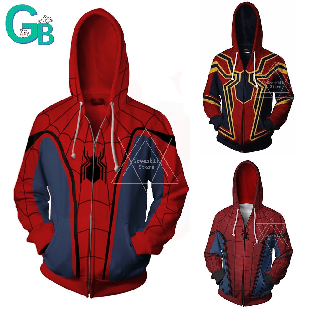 Listo Stock Clásico Hombres Niños Azul Y Rojo Spider-Man : Lejos De Casa 3D  Manga Larga Chaqueta Con Capucha Cremallera Abrigo | Shopee Colombia