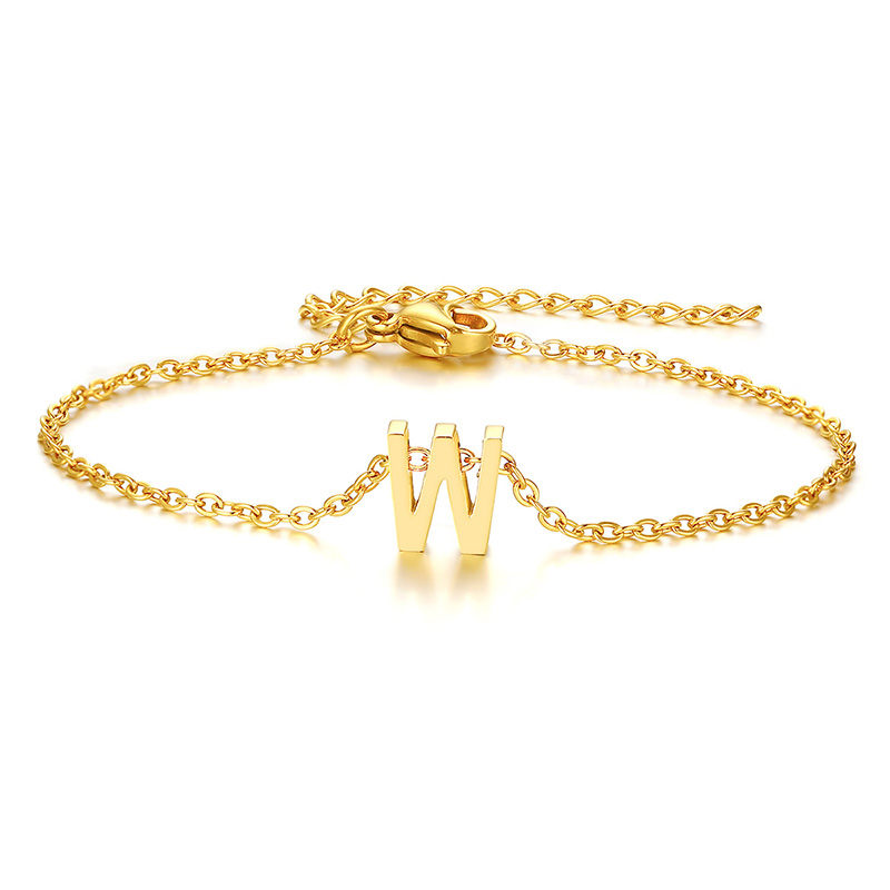 Pulseras de letras de Alfabeto Vnox 26 pulseras Para mujer niña dorada color plata dije joyería #4