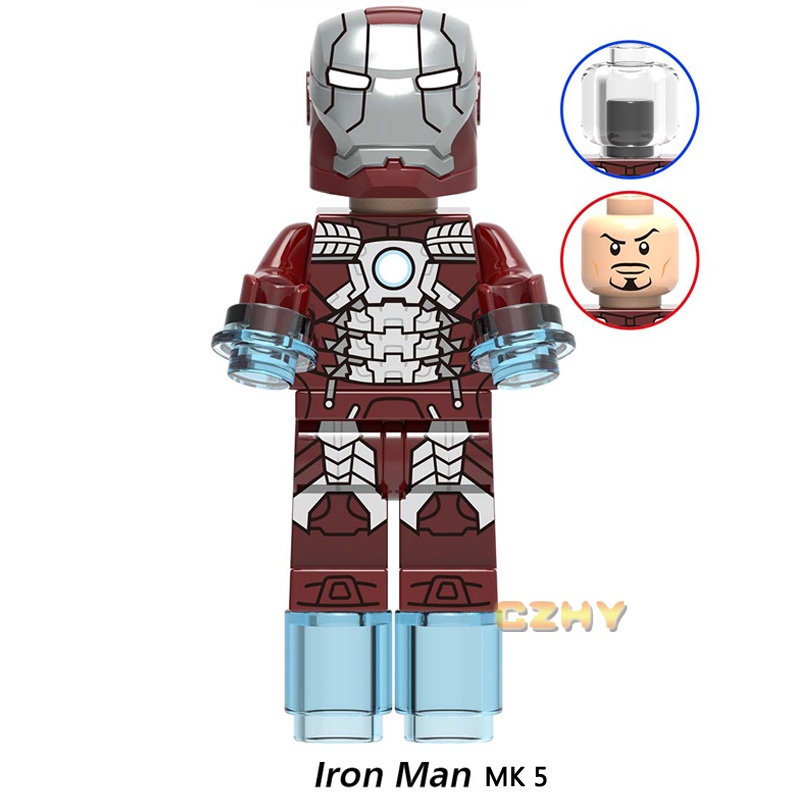 Super héroe Marvel Ironman Mark I Mk 5 Mk 50 Mark V 1 bloques de construcción Lego compatible 