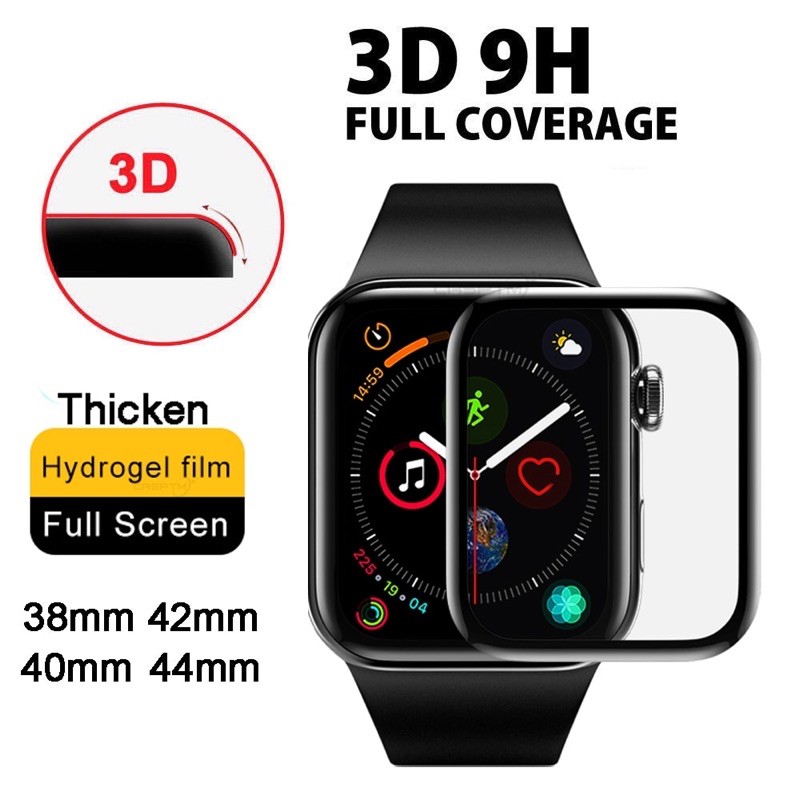 Protector De Pantalla Para Apple Watch SE 6 5 4 3 2 1 Cubierta Completa 3D Templado iWatch 38MM 42MM 40MM 44MM Serie Transparente Película De Hidrogel De Vidrio UV Pegamento Completo #5