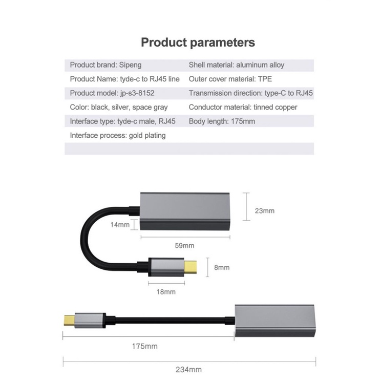 Image of Cable De Red De La Tarjeta Convertidor Interfaz USB Tipo C Ethernet Adaptador De A rj45 10/100Mbps Internet Lan Para MacBook PC Windows XP 7 8 10 LUX Teléfono Móvil/Casa #3