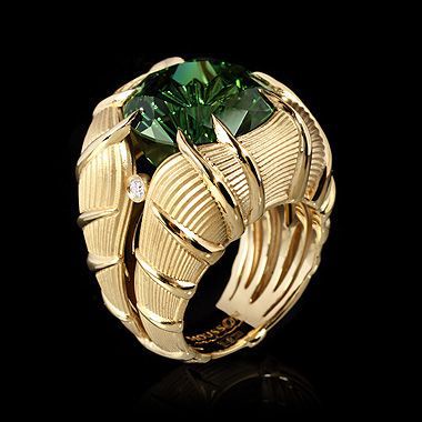 anillo de circonita verde esmeralda chapado en oro anillo de compromiso de lujo para mujer #10