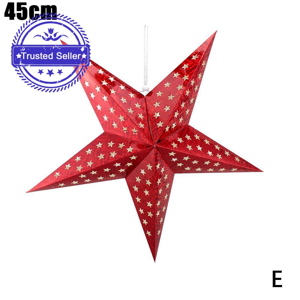 30Cm Oro Pentagrama de estrella hueca 3D Linterna de papel Pantalla Techo Decoraciones colgantes para la fiesta de Navidad 