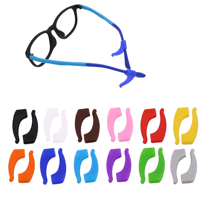 correa y anteojos para templo se pueden usar tanto adultos como niños retenedores de lentes de seguridad soporte antideslizante de silicona suave para gafas Juego de 2 lentes de silicona negro y 