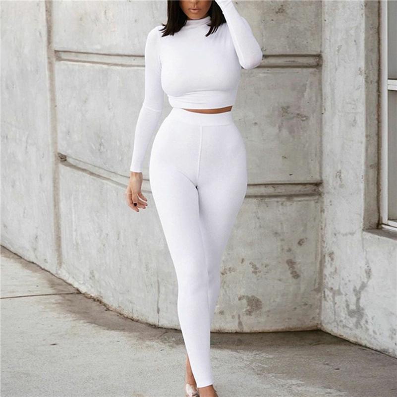 Trajes Crop Tops + Leggings Traje Deportivo De Mujer Otoño Ropa Deportiva  Stretch Bodycon Dos Piezas | Shopee Colombia