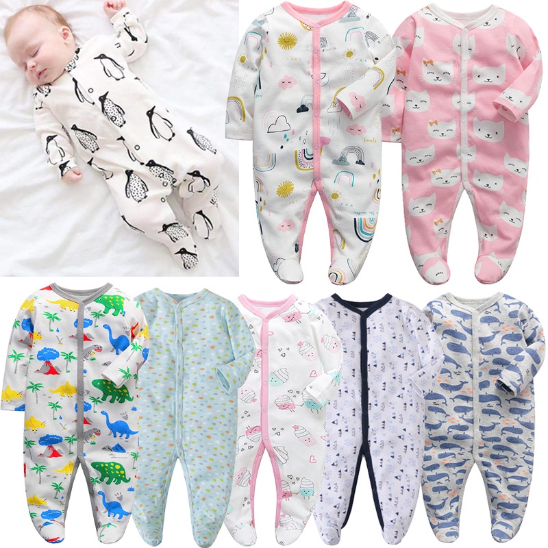 Pijamas Recién Nacidos Para Niños Y Niñas De Manga Larga De Algodón De Pie Pijama Nacido Ropa De Dormir Bebé | Colombia