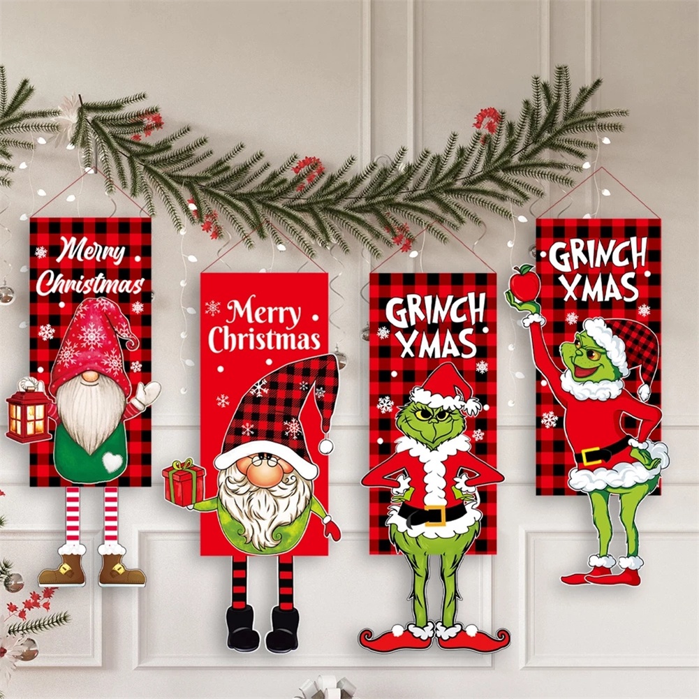 Adorno De Fieltro Navideño Apple Grinch Bandera Puerta Ventana Colgante  Decoración De Navidad | Shopee Colombia