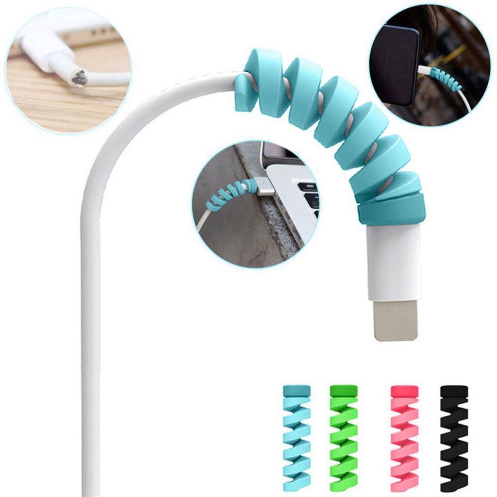 Adecuado Para IPhone Android Cargador De Teléfono Celular Tipo C Cable De Auriculares USB Protectores En Espiral #8