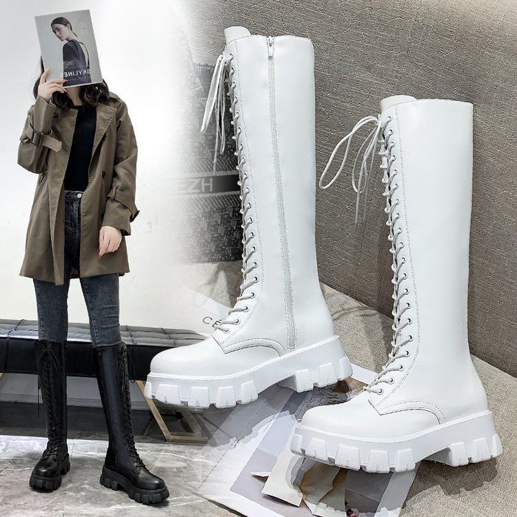 Botas Blancas Las Mujeres Tubo Alto Sobre La Rodilla 2021 Estilo Varios En Forma Pierna Largas Invierno | Shopee Colombia