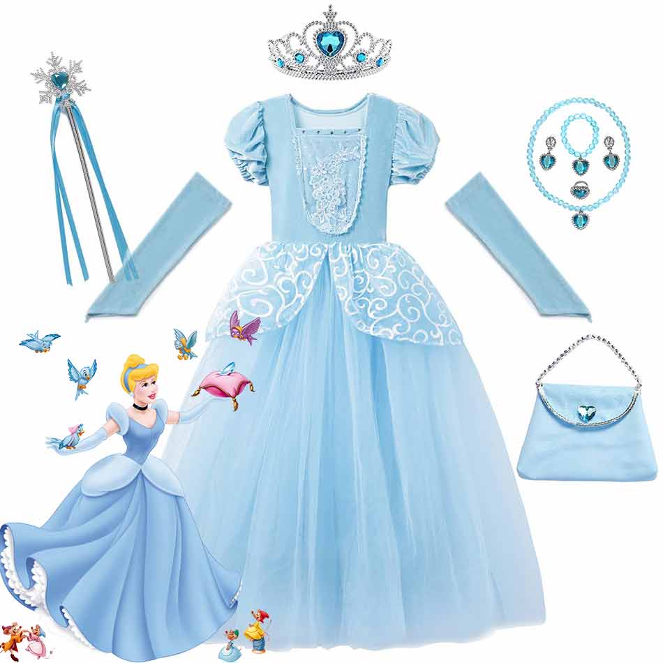 Disney De Lujo Cenicienta Princesa Vestido De Niñas De Halloween Fiesta  Cosplay Disfraz De Los Niños Bola Vestidos De Niña 2-10T | Shopee Colombia