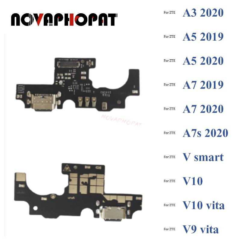 Novaphopat Nuevo Para ZTE Blade A5 A3 A7 A7s A51 A31 V Smart 2020 2019 2021 V9 V10 Vita USB Dock Puerto De Carga Cargador De Enchufe Cable Flex Micrófono Placa De
