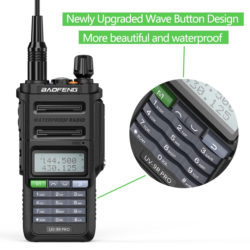 Baofeng UV-9R Pro Impermeable IP68 Walkie Talkie High Power CB Ham UHF VHF Largo Alcance Plus Radio Bidireccional