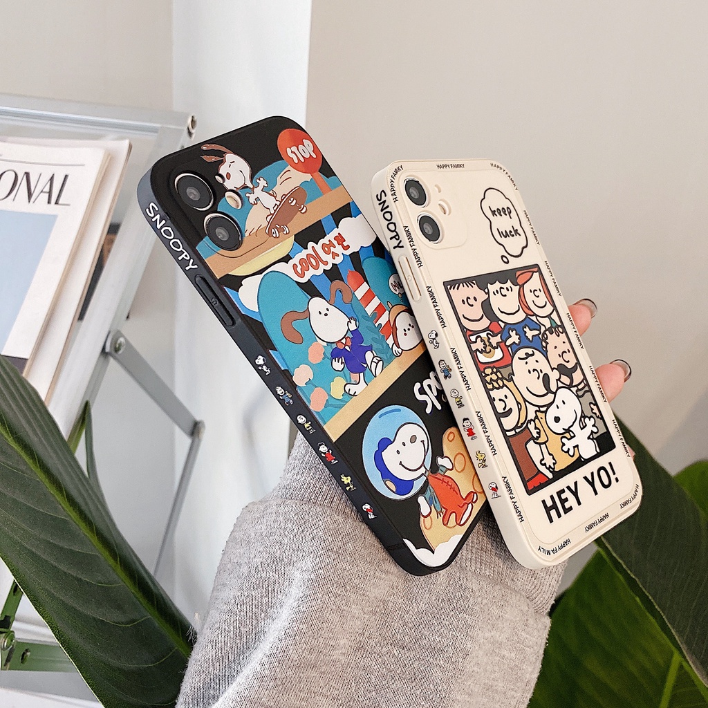 iPhone 7 plus Caso Del Teléfono Lindo Snoopy , 13promax , Lado Raya De Silicona Cuadrado Lateral Caja 12 pro MAX XR 6 8plus iP #9