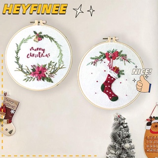 Image of HEYFINEE Conjunto De Bordados De Navidad Decoración Del Hogar Kits De Costura Hecho A Mano Punto De Cruz