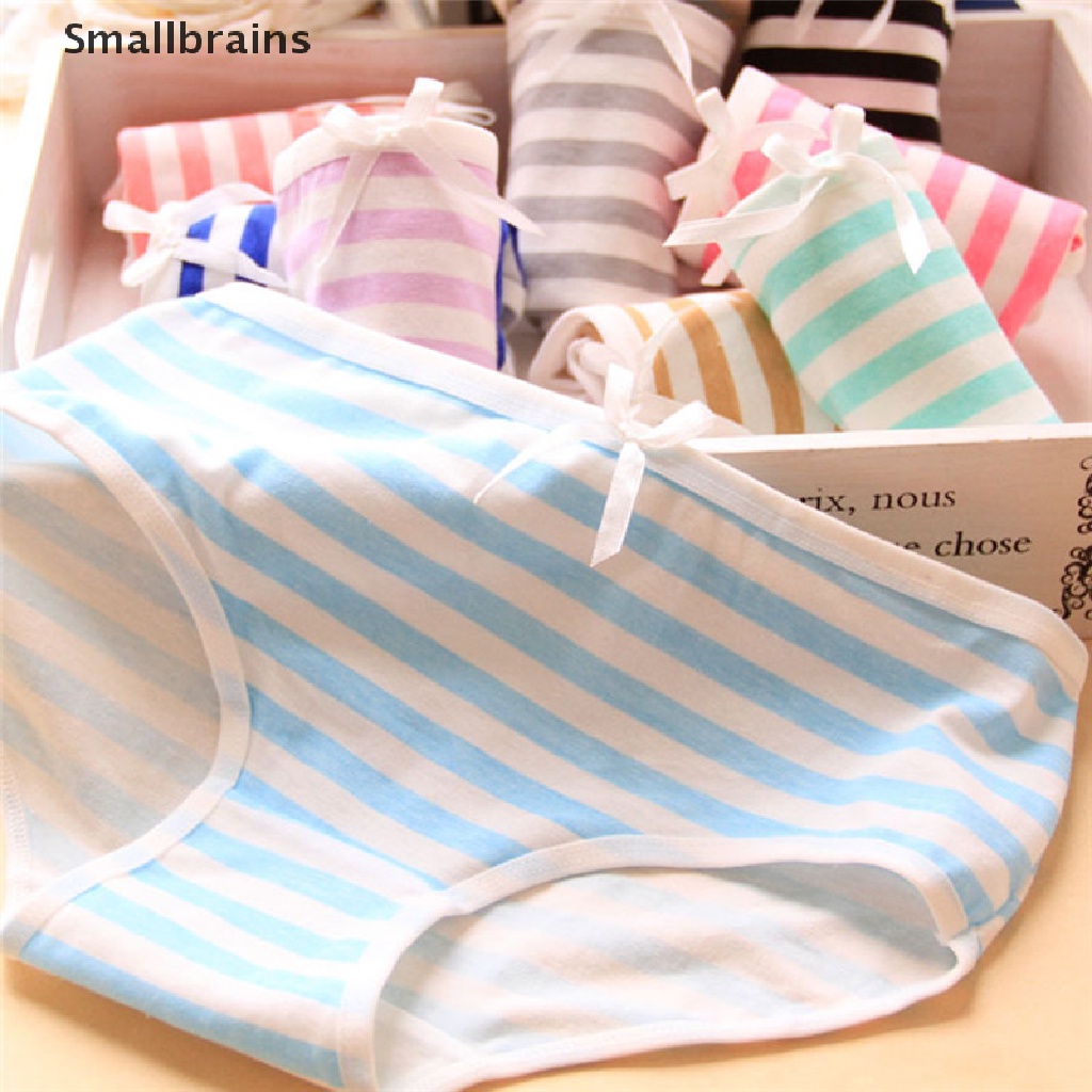 Women Lovely Cute Underwear Stripes Bow Cotton Brief Panties Hipster Underpanjb 