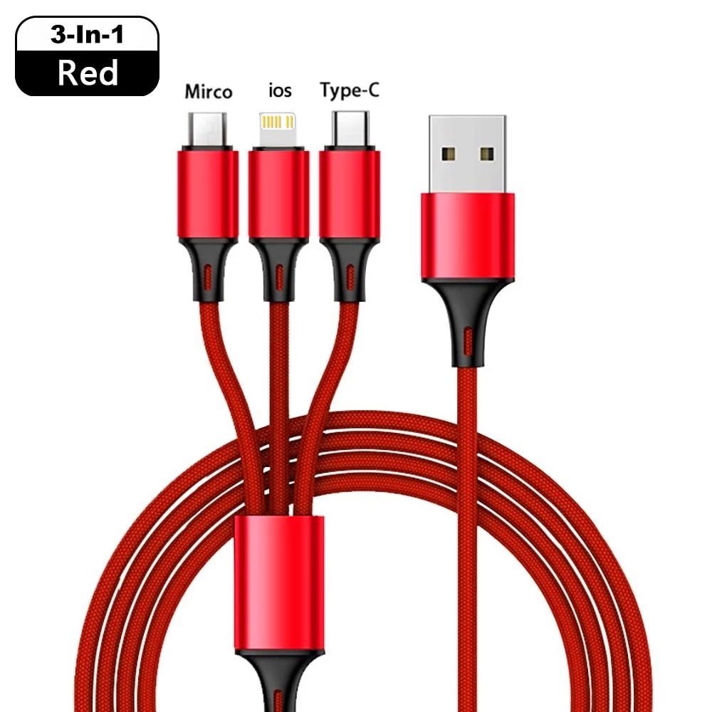 Image of 3 En 1 Micro Usb Tipo C Cable De Carga Multi Puerto Múltiple Usbc Teléfono Móvil Para iPhone Samsung S10 #6