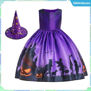 Image of  [Xmambuzq] Vestido De Disfraz De Halloween Para Niña , Fantasía , Bruja Para Niñas