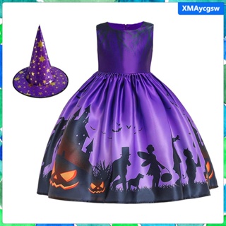 Image of [Xmaycgsw] Vestido De Disfraz De Halloween Para Niña , Fantasía , Bruja Para Niñas