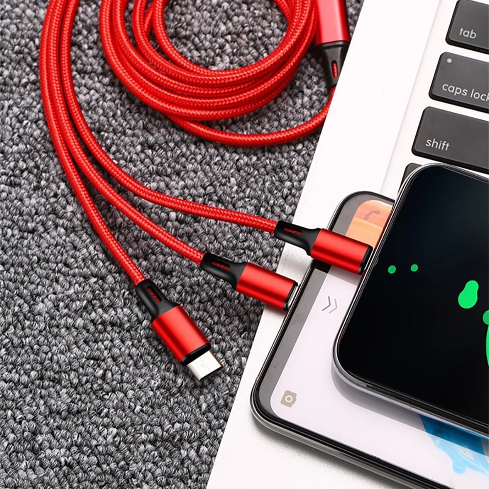 3 En 1 Micro Usb Tipo C Cable De Carga Multi Puerto Múltiple Usbc Teléfono Móvil Para iPhone Samsung S10