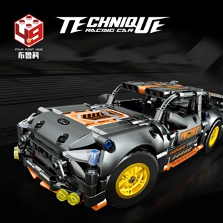 Image of Ford Mustang Compatible Con Lego Technic Tire Hacia Atrás Músculo Carrera Coche Construcción Bloque Ladrillos Juguetes