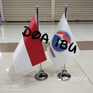 Image of Poste de mesa stenlis + bandera de fiesta de Weddo de INDONESIA