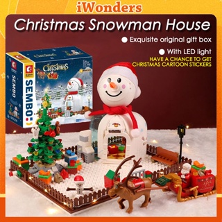 Image of Construir bloques de construcción de rompecabezas con luces y enlace de muñeco de nieve Navidad Nuevos productos Navidad DIY