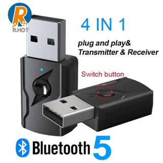 Image of 4 En 1 USB Bluetooth 5.0 Transmisor Inalámbrico Receptor 3.5mm Adaptador De Audio AUx Para Altavoz TV PC Kit De Coche