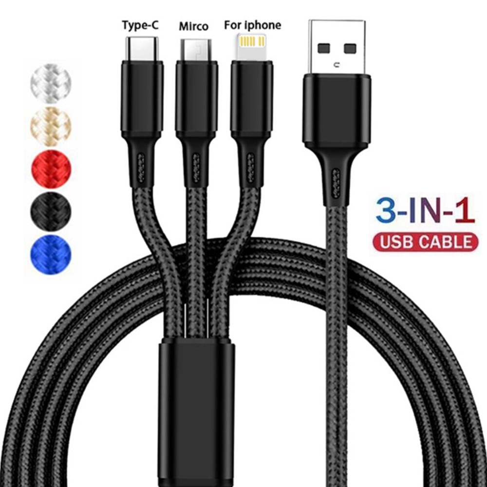 3 En 1 Micro Usb Tipo C Cable De Carga Multi Puerto Múltiple Usbc Teléfono Móvil Para iPhone Samsung S10