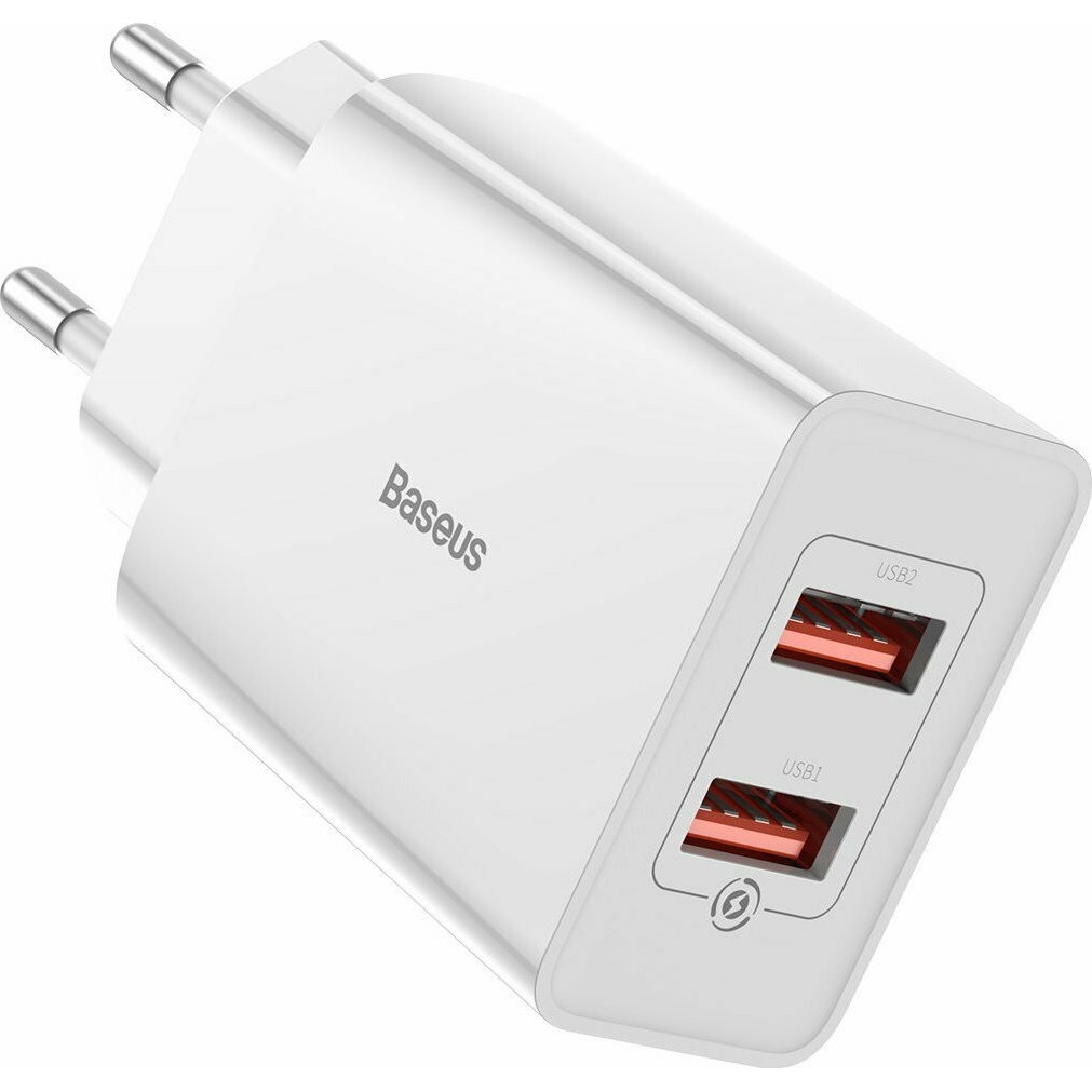 Image of Cargador de viaje Baseus 2 puertos USB QC 18W y Cable USB a tipo C (sin caja) #0