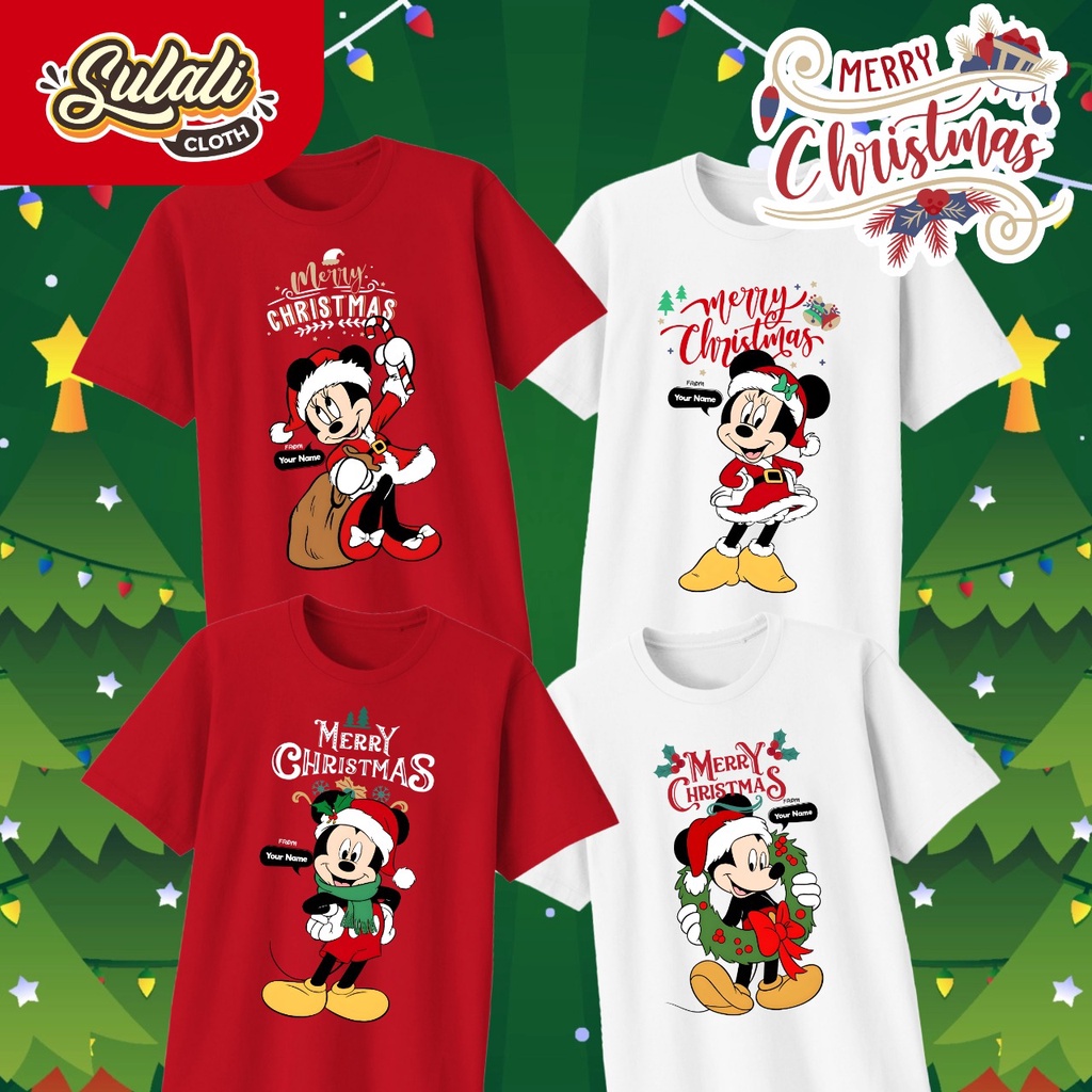 Camiseta Mickey Mouse | Minnie Mouse navidad para bebés, niños, adolescentes, adultos, talla grande algodón 30's #8
