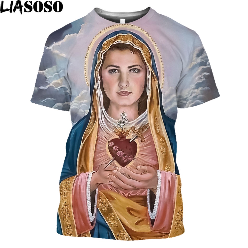 Guadalupe Nuestra Señora De Virgen María La Camiseta Gráfica Religiosa Hip Hop Casual Manga Corta O-Cuello Unisex Camisa #2