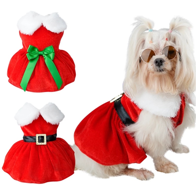 Vestidos De Claus De Navidad Para Perros Pequeños Abrigo De Gato Ropa Chihuahua Mascotas Cosplay Accesorios | Shopee Colombia