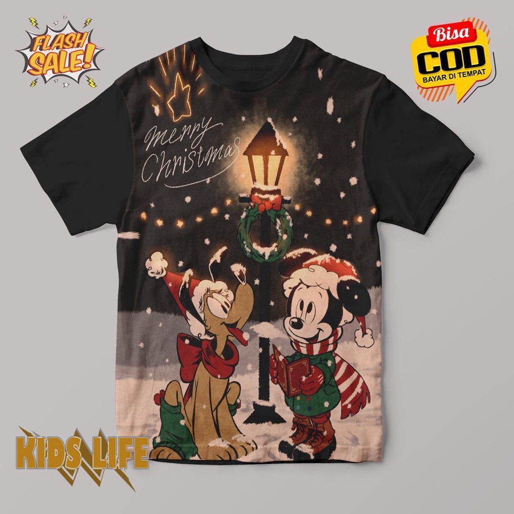 Camiseta Mickey Mouse feliz navidad moda Tops marca importada Distro algodón niñas niños niñas 1 2 3 4 5 6 7 8 9 10 11 12 años #10