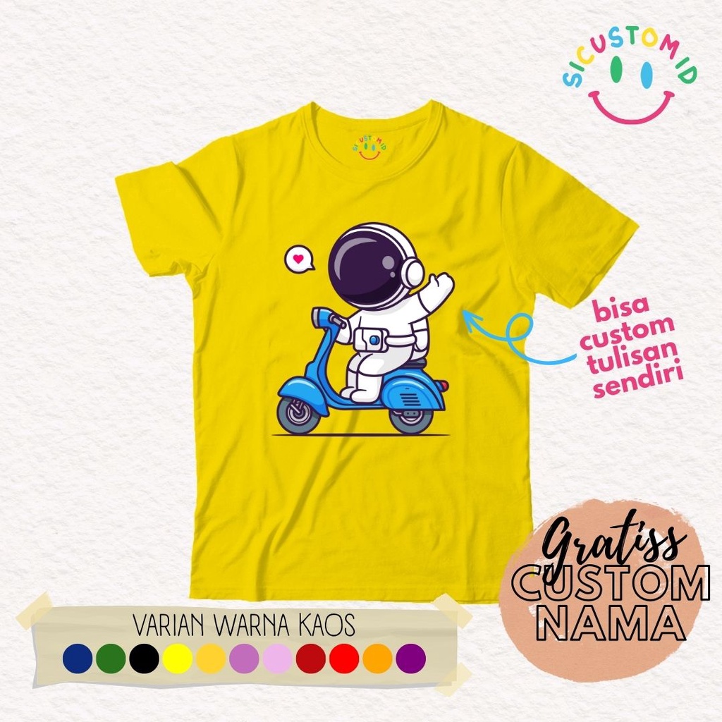 Camiseta infantil de manga corta animación astronauta/ejército nombre  personalizado gratis/escritura profesión de dibujos animados/trabajo |  Shopee Colombia