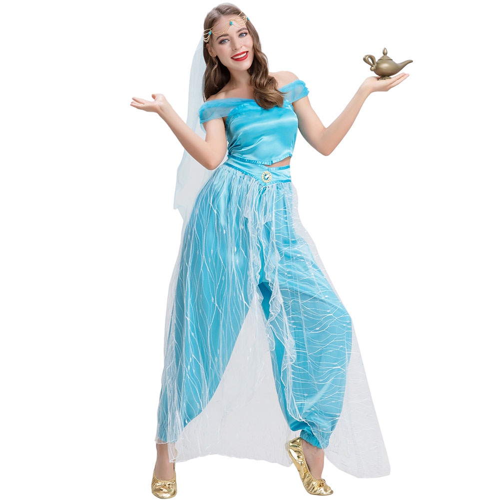 Traje De Princesa Jazmín Para Mujeres Adultas Cosplay Danza Del Vientre  Aladdin Ropa De Fiesta De Halloween Disfraz De Fantasía | Shopee Colombia