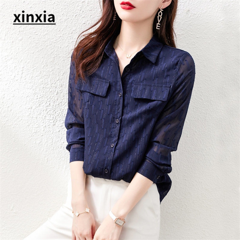 xin] Camisas Con Para Mujer Top Cool Vintage Tendencias De Moda De Lujo Hermoso Elegante Señoras Blusas 2022 Lino De Manga Larga | Shopee Colombia