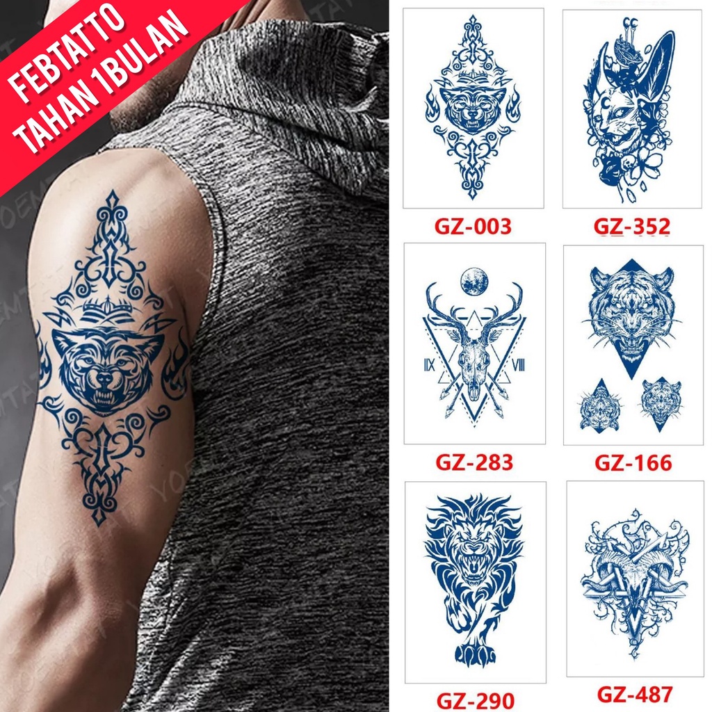 Dura 1 mes tatuaje temporal tamaño 18x11cm tigre tatuaje pegatina, cabeza  de cabra código GZ | Shopee Colombia