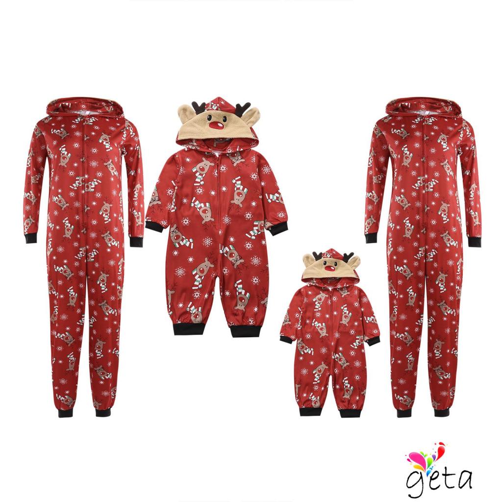 LJW-Pijamas De Mono A Juego De La Familia De Navidad , Mameluco De Una  Pieza Mamá Papá Niños Ciervo Sudadera Con Capucha | Shopee Colombia