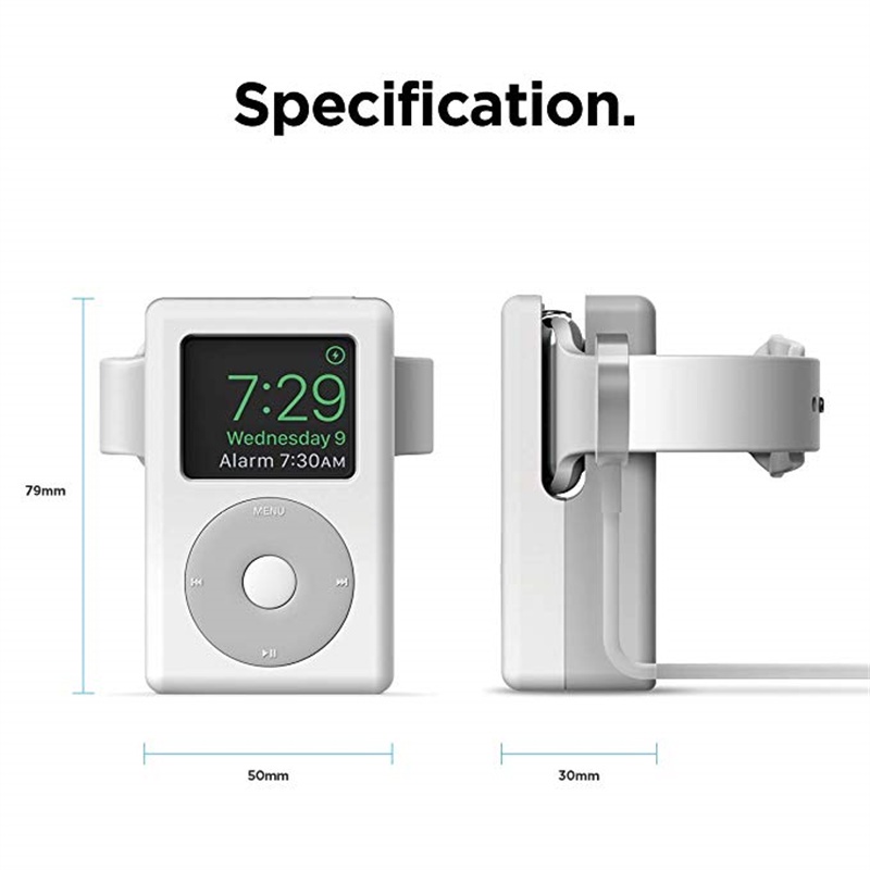 Image of Soporte Para Apple Watch 7 6 5 4 iWatch 3 2 1 Accesorios De Silicona Escritorio Retro Reloj De La Estación Negro Blanco #4