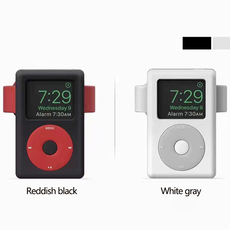 Image of Soporte Para Apple Watch 7 6 5 4 iWatch 3 2 1 Accesorios De Silicona Escritorio Retro Reloj De La Estación Negro Blanco #5
