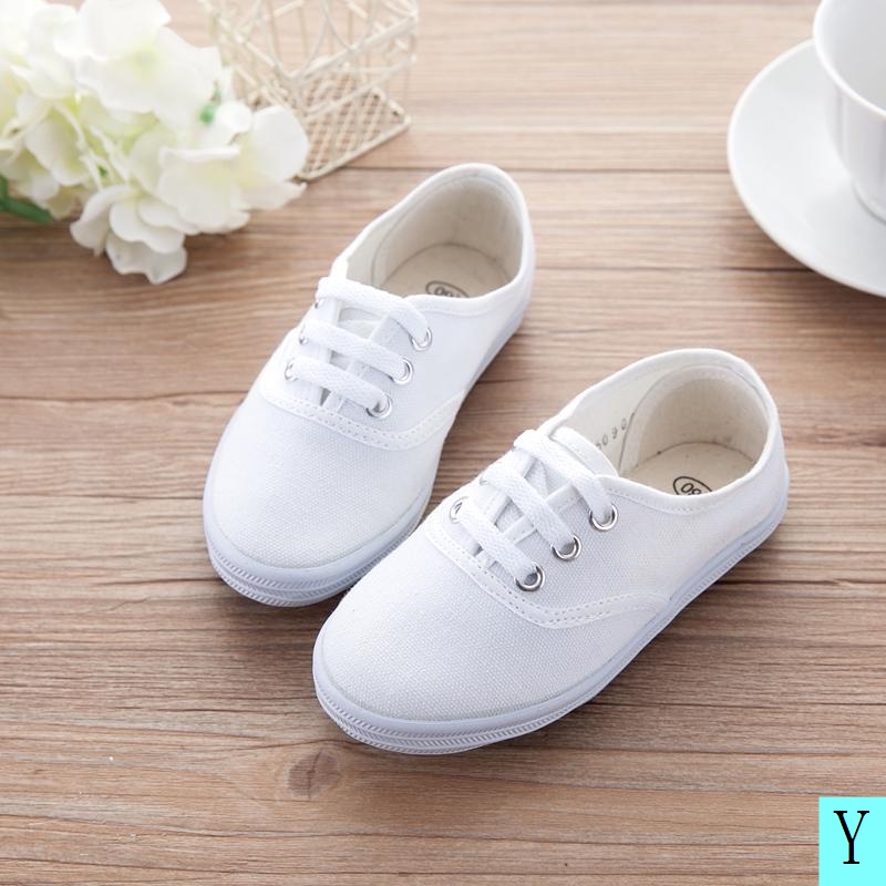 Zapatos De Blancos Para Niños Qingdao Junior Zapatillas De Lona Niñas Gymna | Shopee