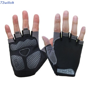 Image of WILLISLK Cycling Gloves Professional Gym Fitness Bike Accessories Anti Slip Anti Shock Silicone Short Breathable Fingerless Gloves