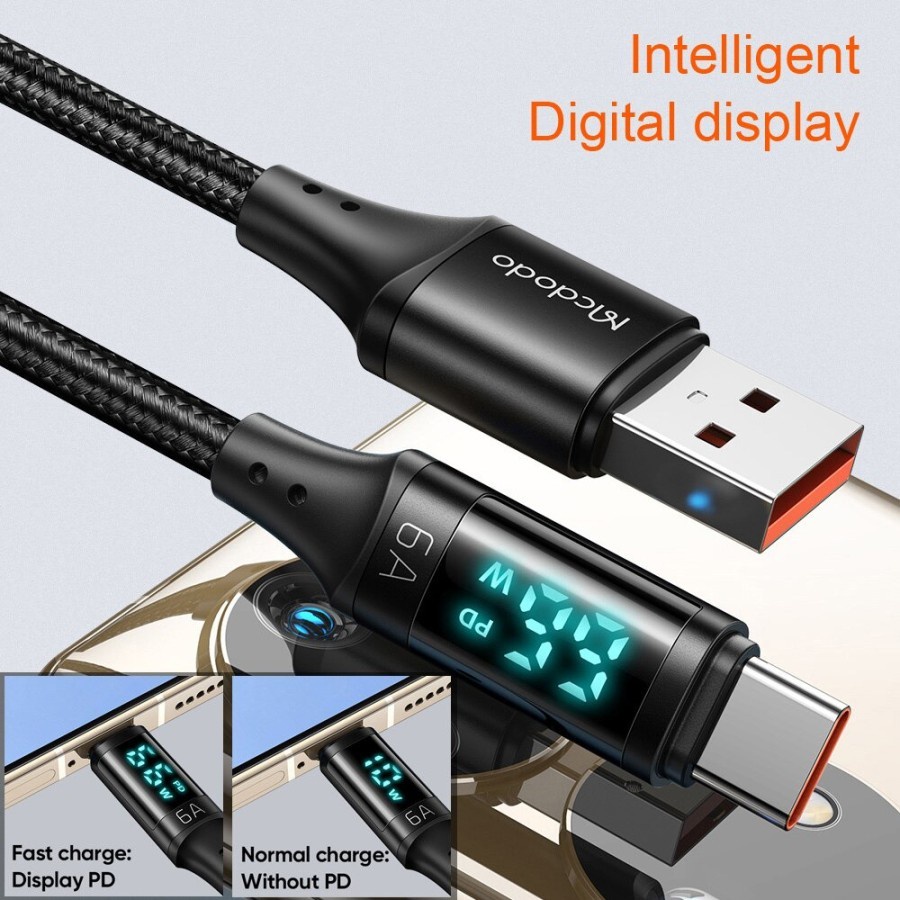 Mcdodo CA1080 Cable Digital tipo C Turbo Vooc Super Charge 6A Oppo Realme Samsung Huawei