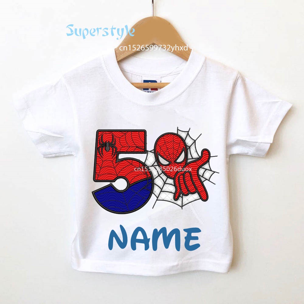 Divertido 2 3 4 5 6 7 8 9 Años Niños Cumpleaños Marvel Spiderman Camisas  Personalizar Nombre Niño Niña Camiseta Super Héroe Fiesta De | Shopee  Colombia