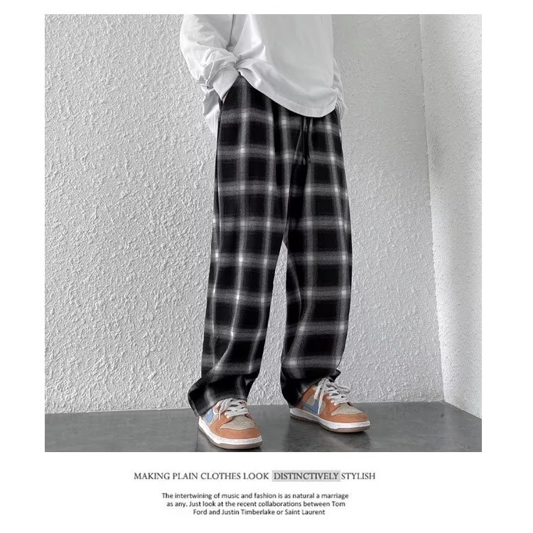 Penetración joyería vegetariano Blanco Y Negro Pantalones Cuadros Hombres Primavera Y Otoño De Los Pierna  Recta Casuales ins Son Versátiles | Shopee Colombia