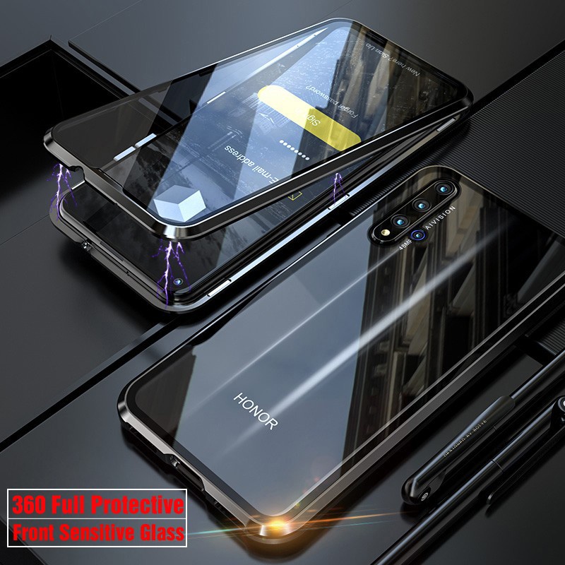 Funda Magnética De Vidrio Delantero Trasera Para Huawei Nova 5i 5 Pro 4 4e 3 3i 360 Carcasa De Metal Duro Con Tapa #8