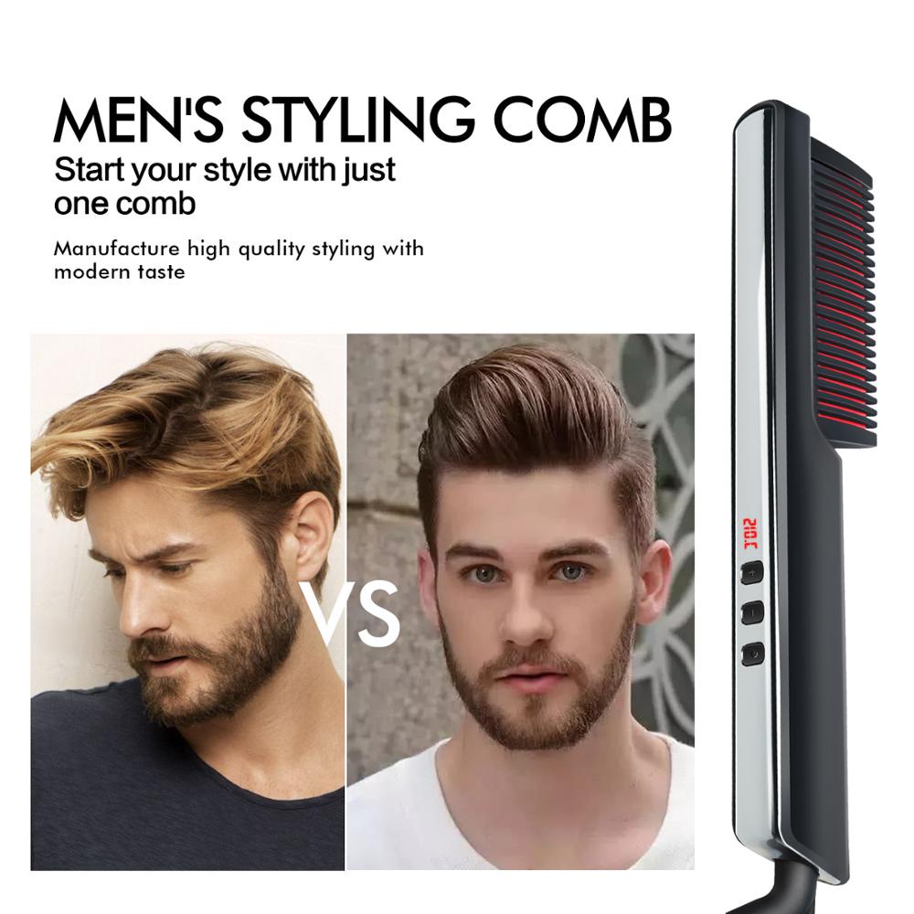 H Rizador Cepillo Eléctrico Peine De Calor Caliente Enderezador De Barba Para Los Hombres Plancha Enderezamiento