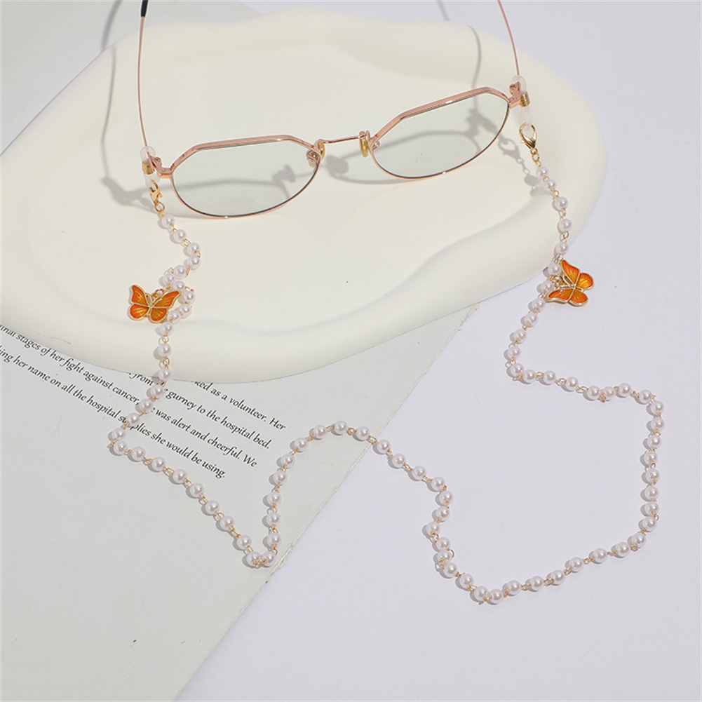 Image of Perlas De Cristal De Cuentas De Máscara De Cadena De La Correa Cara Extensor Anti Colgante De Cuerda Collar Titular Cordón De Gafas De Para Hijab Colorido Mariposa Antideslizante #3